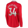 Maillot à Manches Longues Manchester United Van De Beek 34 Domicile 2022-23 Pour Homme